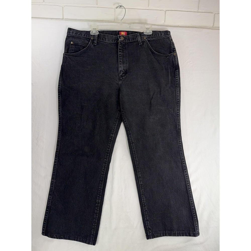 Wrangler Jeans Mens 40x30 Black Denim Slim Fit Bootcut Charcoal Wash Classic